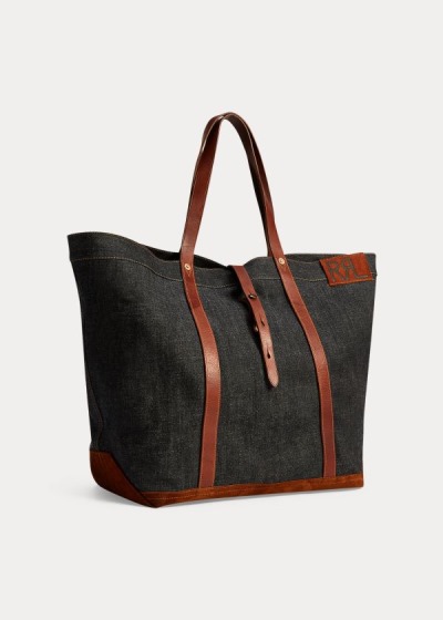 Ralph Lauren Læder-Trim Denim Tote Bag Herre Danmark (YWNFJ0716)